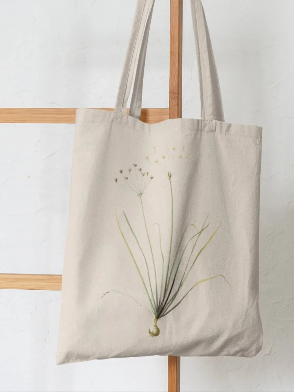 Striped Garlic Vintage Floral Print Graphic Canvas Tote Bag